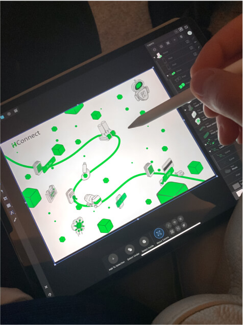 Entwurfsprozess für eine digitale Plattform auf einem Tablet